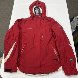 Columbia Titanium Ski Jacket Womens Medium Red Omni-Tech Hooded Technical Shell